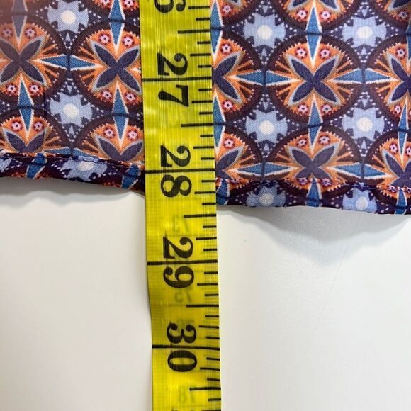 Como Vintage Womens Lace Blouse Bell Sleeve Keyhole Sheer Purple Orange Medium - Picture 10 of 10